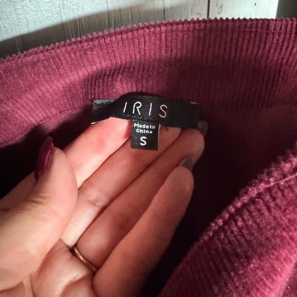 Burgundy Corduroy Button-Front Pinafore Dress - Picture 2 of 3